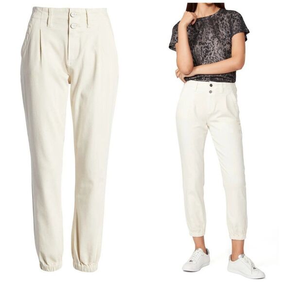 PAIGE Pleated Mayslie Double Button Skinny Jeans Size 32 - Picture 3 of 13